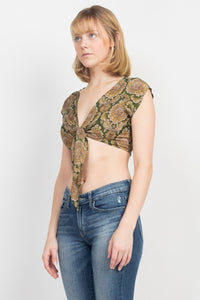 Tie Front Cap Sleeve Top