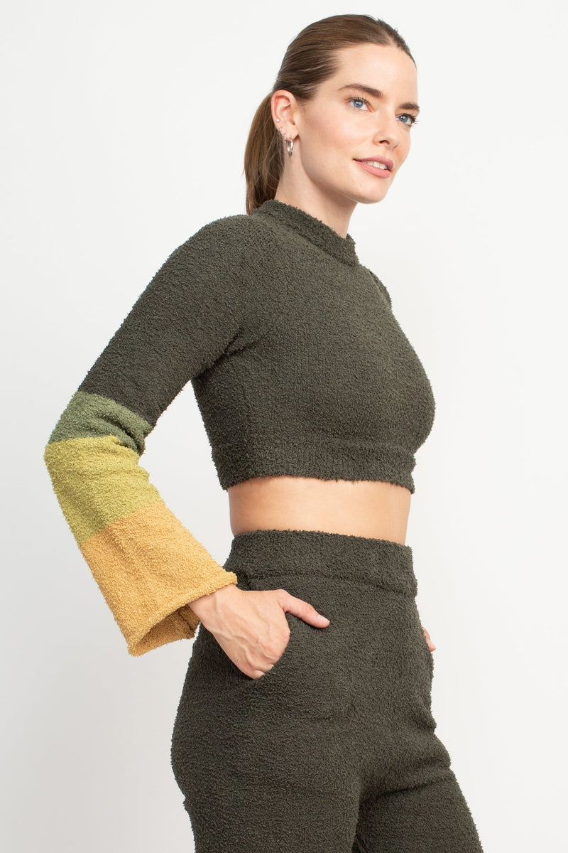Cozy Obmbre Knit Crop Sweater