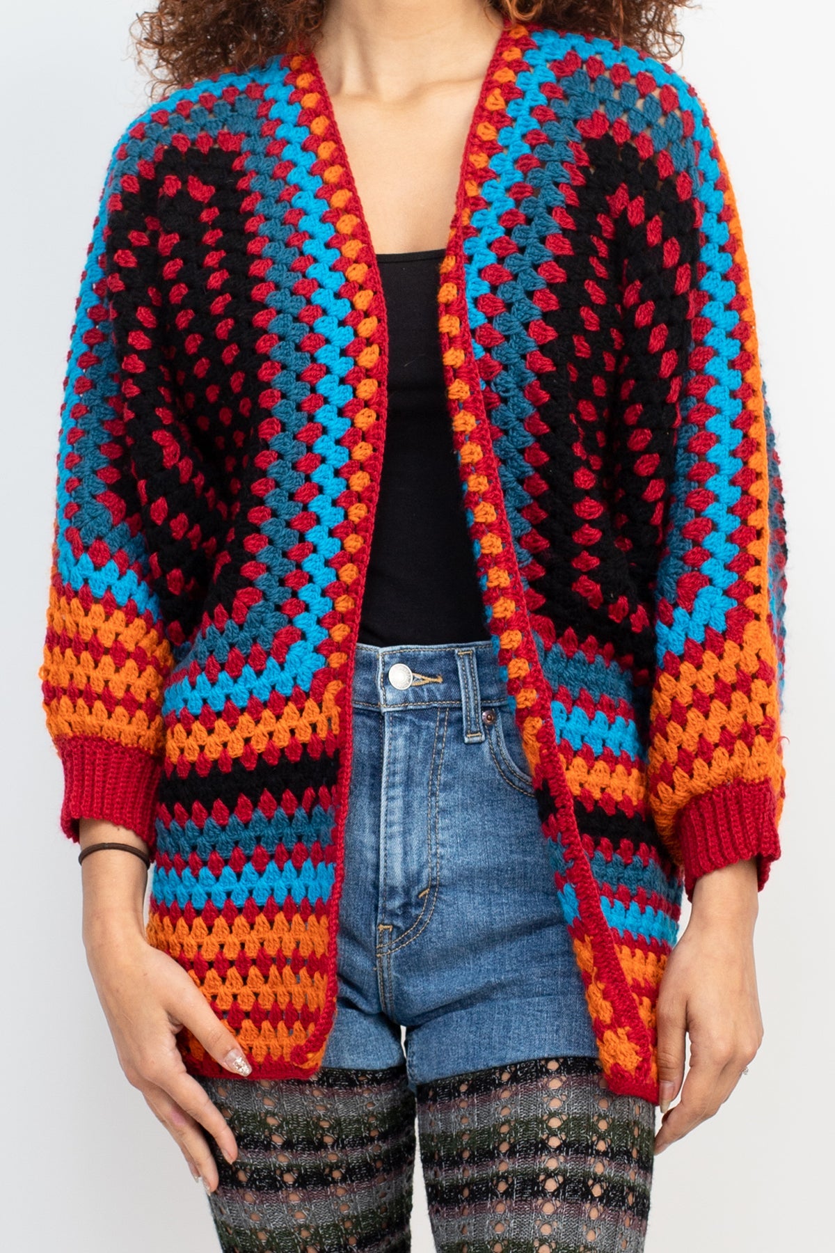 Colorful Handmade Fiesta Crocheted Cardigan | Granny Square