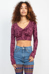 Elephant Print Cinched Front Top