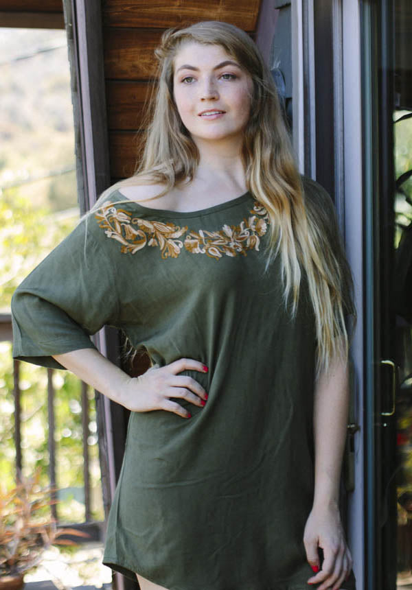 Women's Garden Wreath Off Shoulder Casual Beach Tunic Top Dress