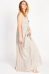 Striped Halter Keyhole Maxi Dress