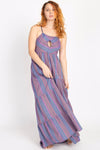 Striped Halter Keyhole Maxi Dress