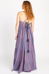 Striped Halter Keyhole Maxi Dress