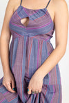 Striped Halter Keyhole Maxi Dress
