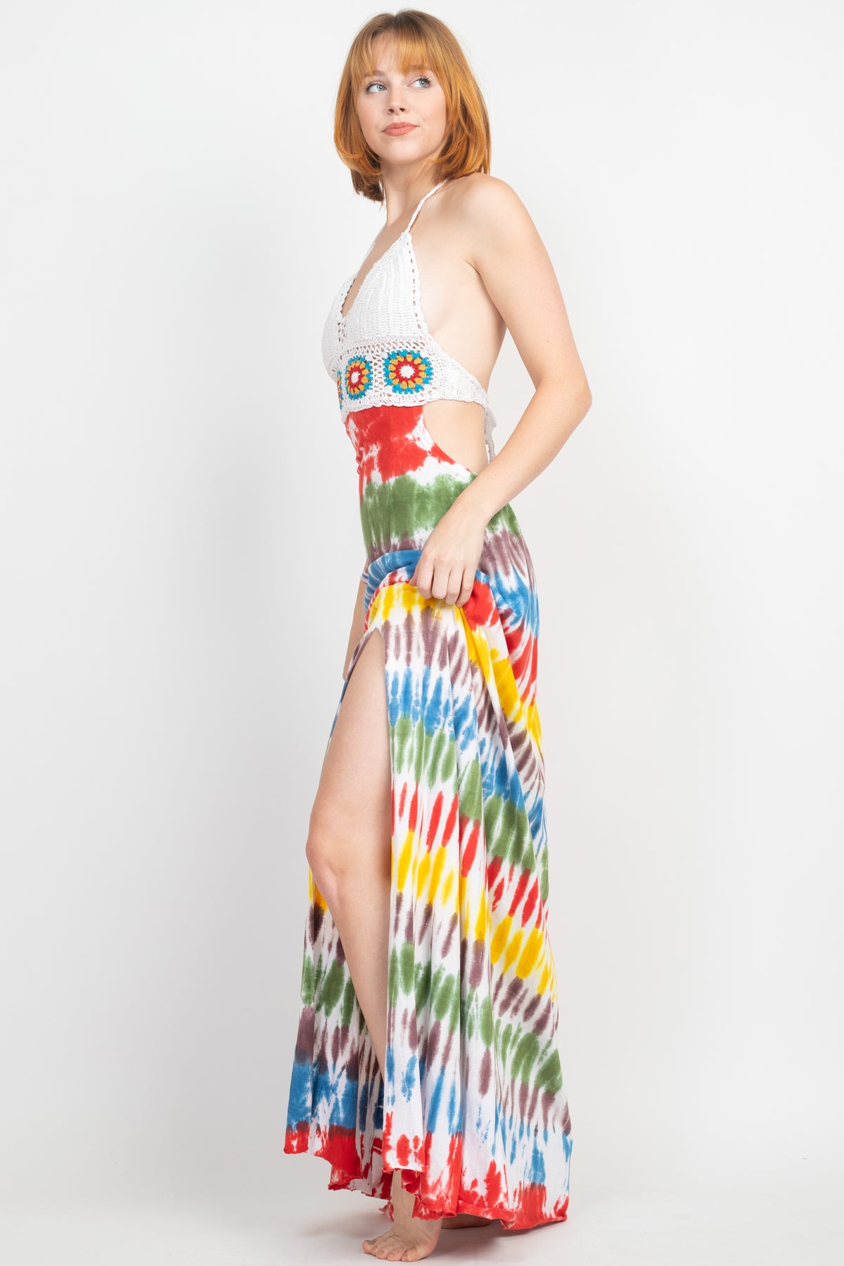 tie dye crochet dress Hippie Tie Dye Crochet Dress