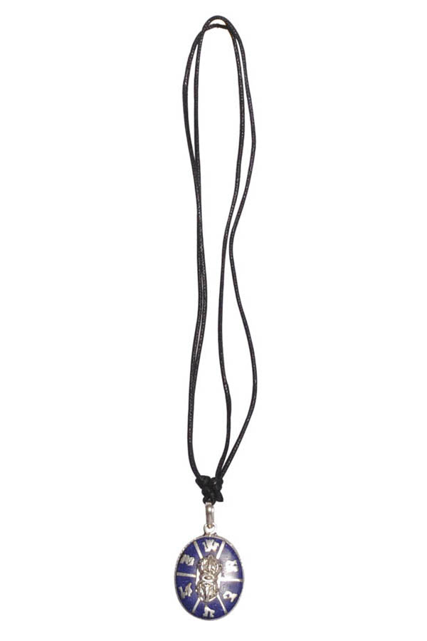 Tibetan Prayer Dorje Pendant Necklace with Lapis