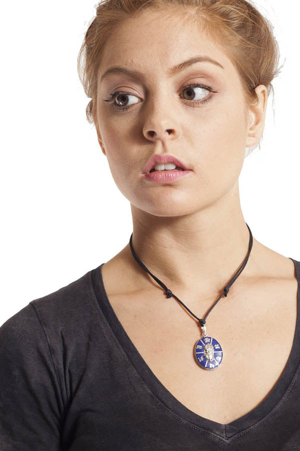 Tibetan Prayer Dorje Pendant Necklace with Lapis