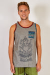 Men's Grey Sleeveless Ganeshia Muscle yoga Beach Top w/Pocket