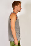 Men's Grey Sleeveless Ganeshia Muscle yoga Beach Top w/Pocket