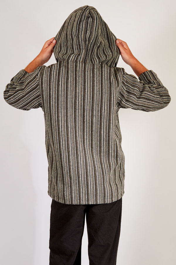 Soft-washed Striped Cotton Zip Hoodie