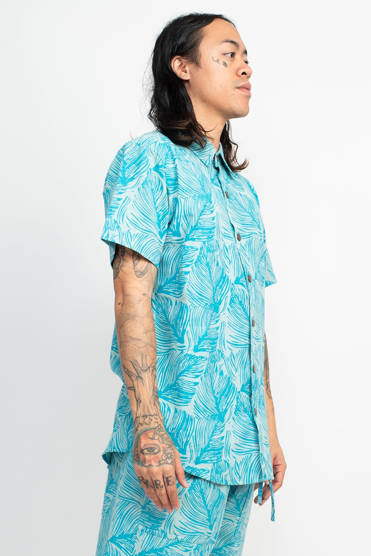 Tropical Leaves Button Up Shirt