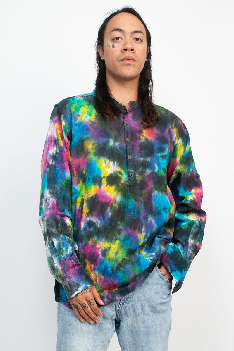 Tiedye Homespun Longsleeve Henley Shirt