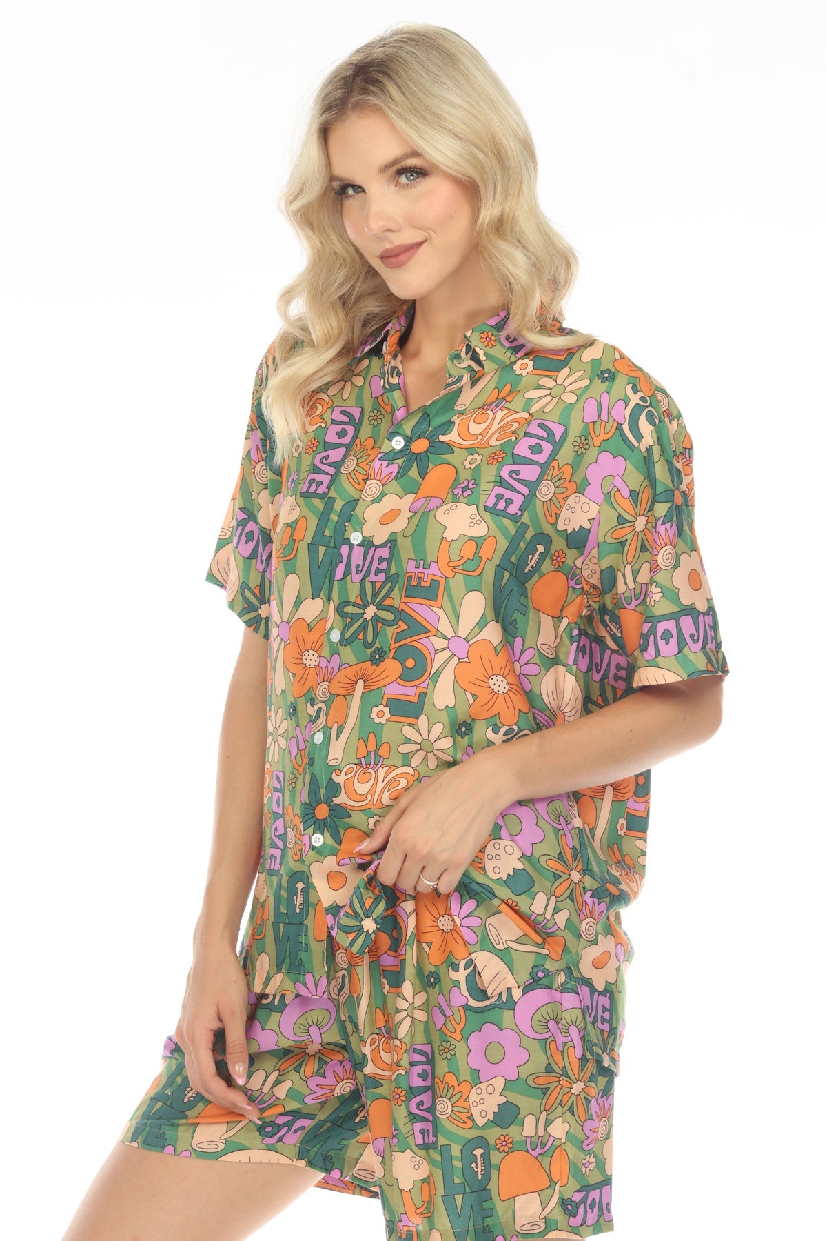 Mushroom Love Print Hawaiian Shirt