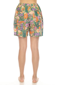 Mushroom Love Print Beach Shorts