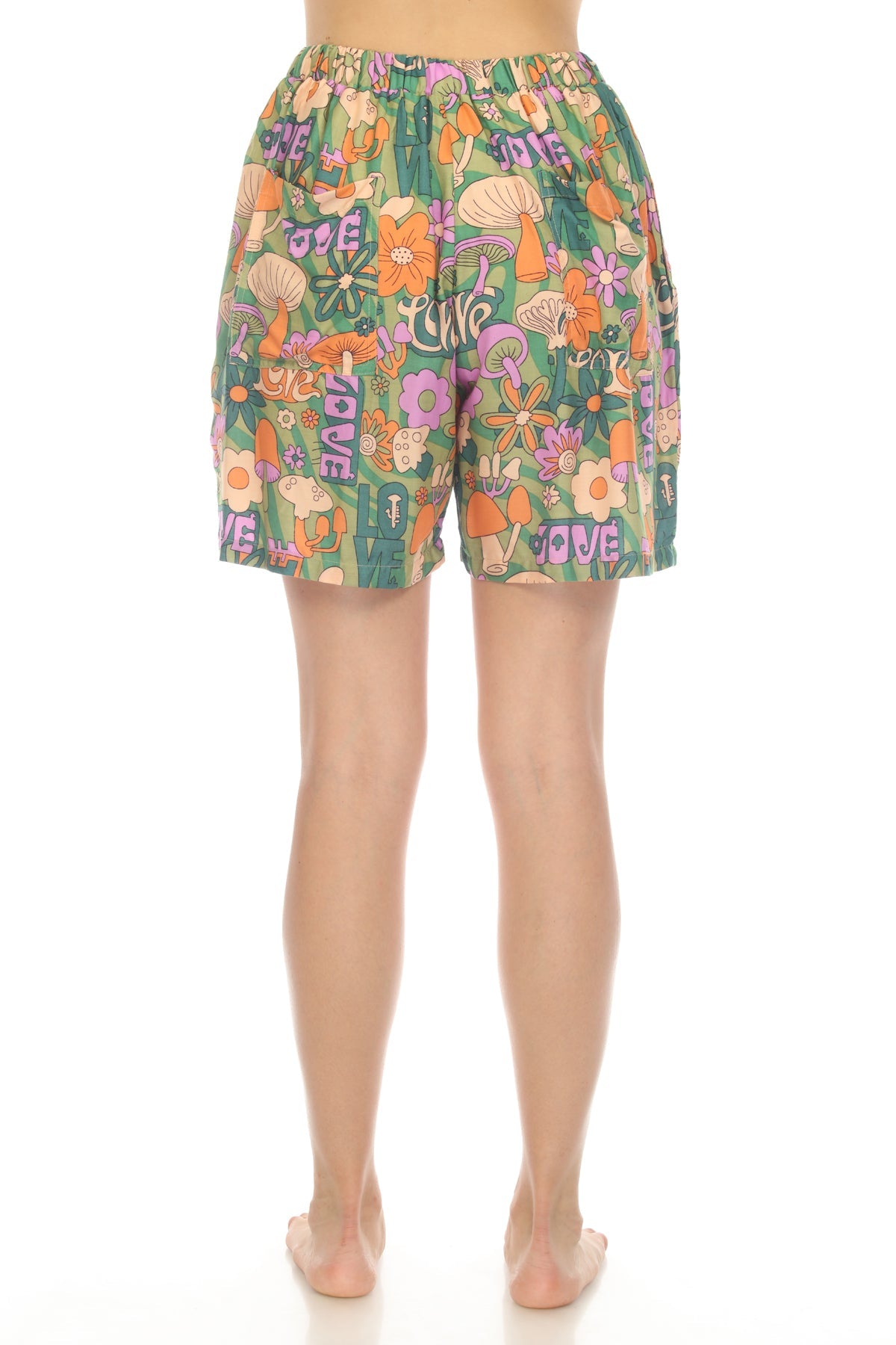 Mushroom Love Print Beach Shorts