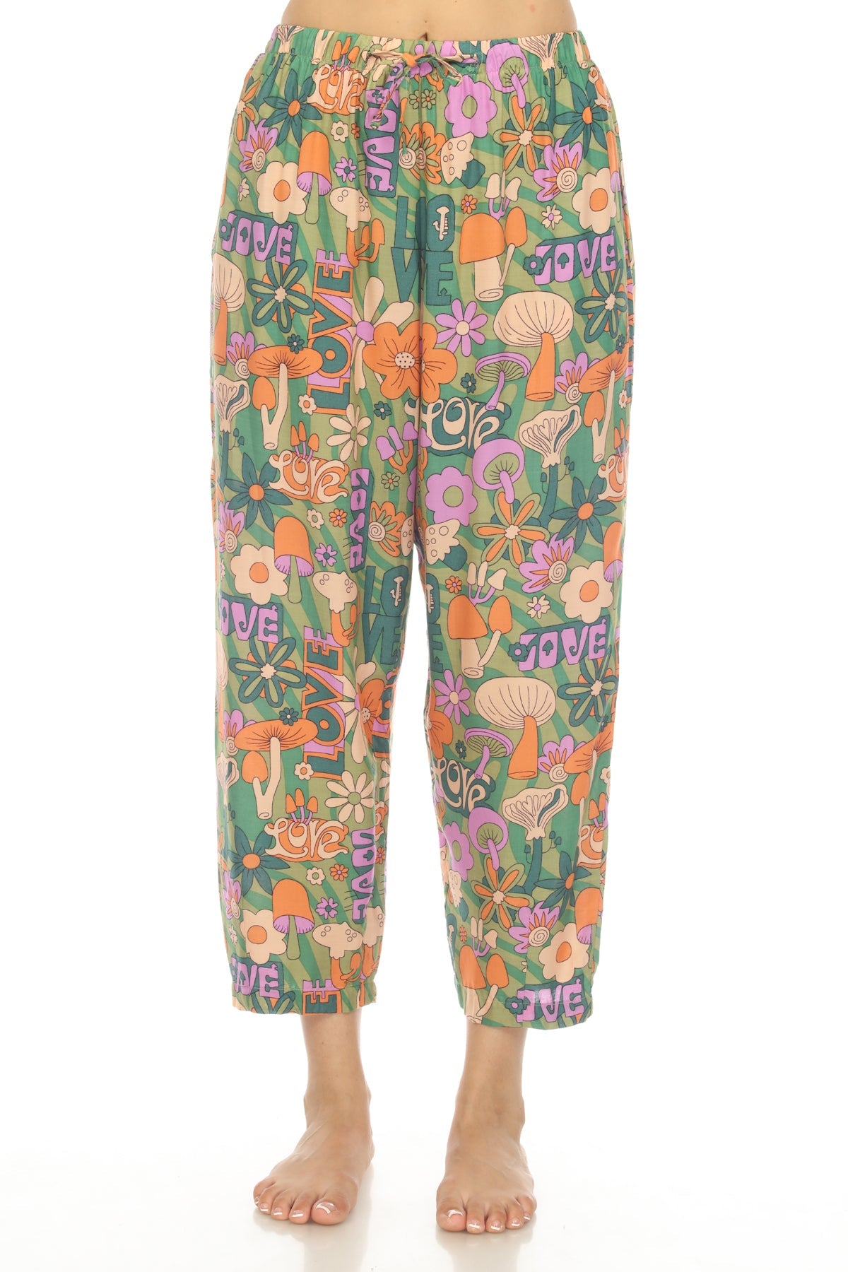 Mushroom Love Print Relaxed Joggers