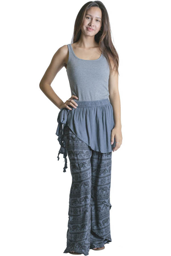 Elephant Print Skirted Pants