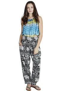 Tropical Elephants Cropped Harem Pants
