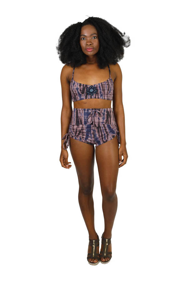 Tripping on Tie-Dye Organic Scrunchy Tie Shorts