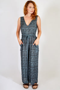 Aztec Print Wide-Leg Jumpsuit