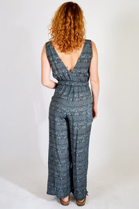 Aztec Print Wide-Leg Jumpsuit