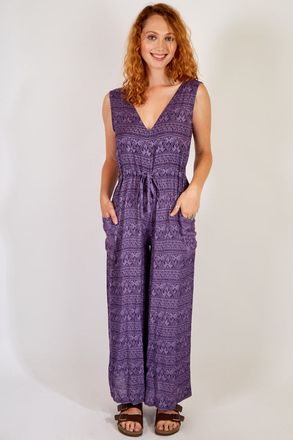 Aztec Print Wide-Leg Jumpsuit