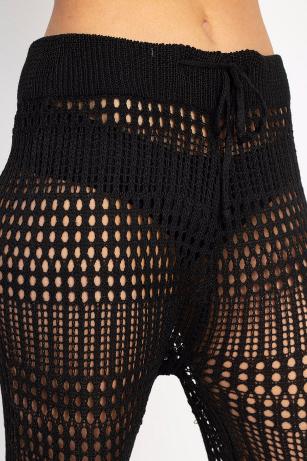 Crocheted Stripe Flare Beach Pants