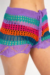 Crocheted Stripe Beach Shorts