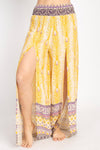 Peacock Print Slit Flowy Pants