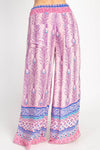 Peacock Print Slit Flowy Pants