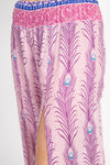 Peacock Print Slit Flowy Pants
