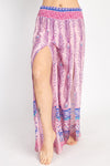 Peacock Print Slit Flowy Pants