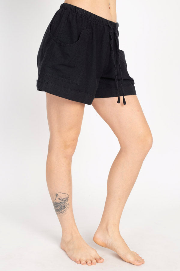Hemp Blend Natural Cuff Shorts