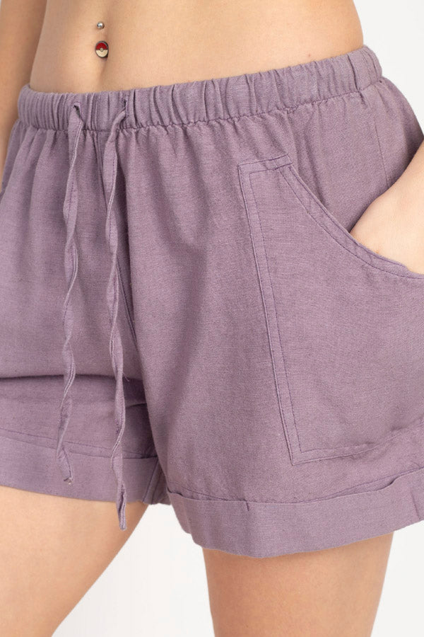 Hemp Blend Natural Cuff Shorts