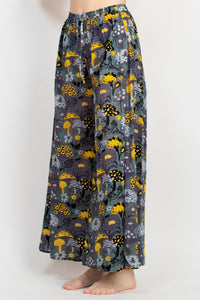 Mushroom Print Wide Leg Pants