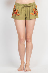 Mushroom Embroidery Shorts