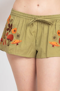 Mushroom Embroidery Shorts
