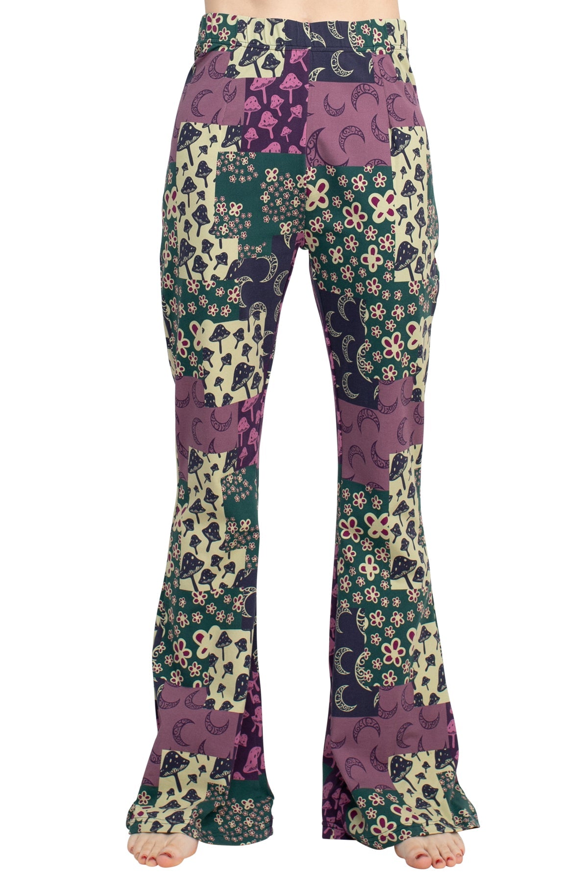 Mushroom Patchwork Bellbottom Pants