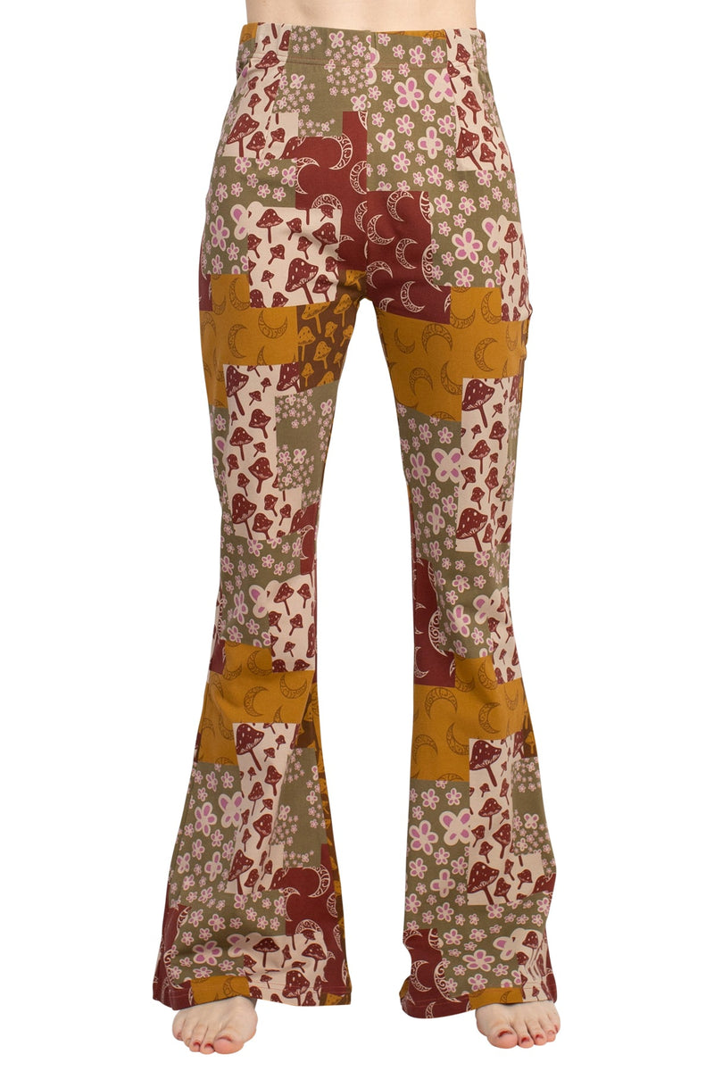 Mushroom Patchwork Bellbottom Pants