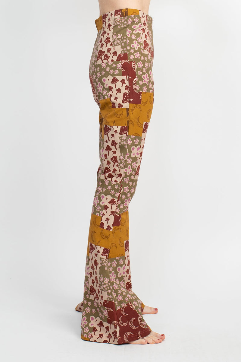 Mushroom Patchwork Bellbottom Pants