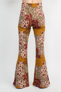 Mushroom Patchwork Bellbottom Pants