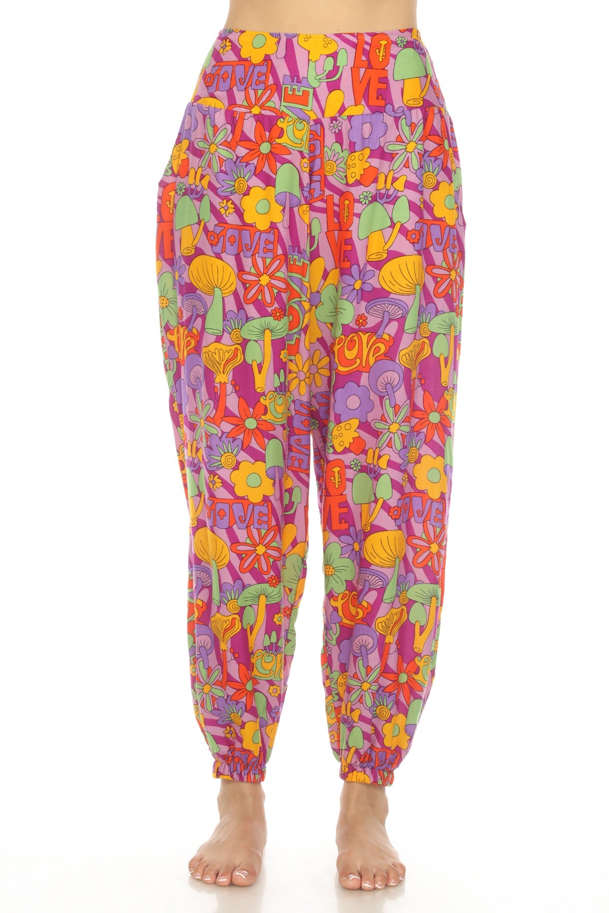 Mushroom Love Print Harem Pants