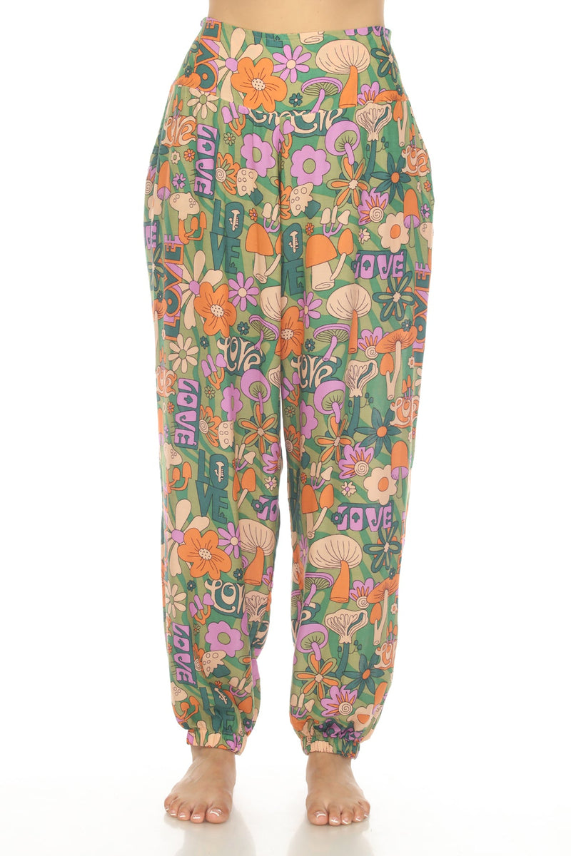 Mushroom Love Print Harem Pants