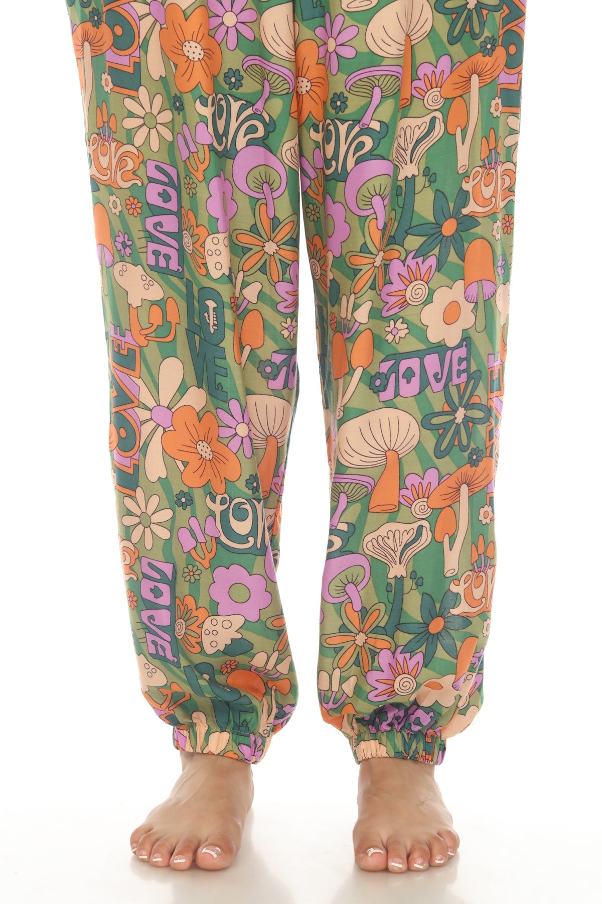 Mushroom Love Print Harem Pants