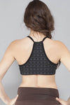 women's Om print organic cotton active sprts bra top-Black-S/M