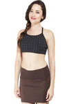 women's Om print organic cotton active sprts bra top-Black-S/M