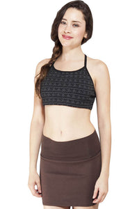 women's Om print organic cotton active sprts bra top-Black-S/M