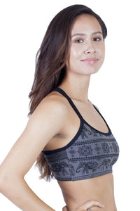 Elephant Print Organic Cotton Yoga Bra