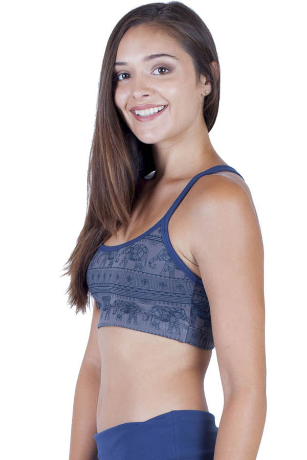 Elephant Print Organic Cotton Yoga Bra